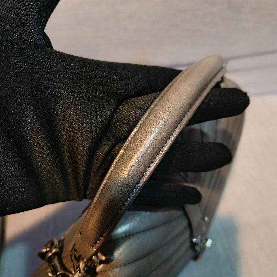 【🐍蛇吧拉系】🧧新春甜甜價至2/3🧧㊣✨YSL✨SAINT LAURENT 聖羅蘭 中型 深灰色 大象灰 山形紋 牛皮 掀蓋 仿舊銀 學院包 鏈條包 信封包 肩背包 斜背包 手提包/二手包/保證正品🌳二手樹屋🌳-4
