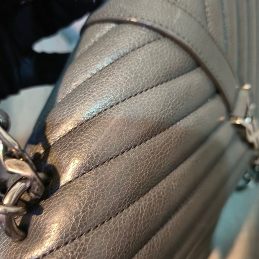 【🐍蛇吧拉系】🧧新春甜甜價至2/3🧧㊣✨YSL✨SAINT LAURENT 聖羅蘭 中型 深灰色 大象灰 山形紋 牛皮 掀蓋 仿舊銀 學院包 鏈條包 信封包 肩背包 斜背包 手提包/二手包/保證正品🌳二手樹屋🌳-17