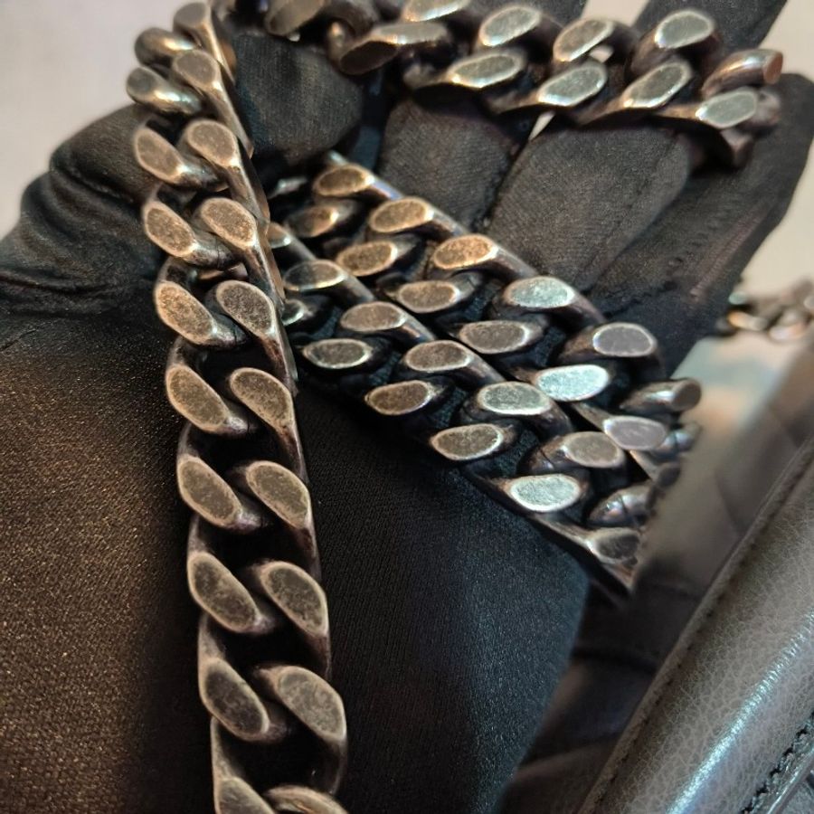 【🐍蛇吧拉系】🧧新春甜甜價至2/3🧧㊣✨YSL✨SAINT LAURENT 聖羅蘭 中型 深灰色 大象灰 山形紋 牛皮 掀蓋 仿舊銀 學院包 鏈條包 信封包 肩背包 斜背包 手提包/二手包/保證正品🌳二手樹屋🌳-33