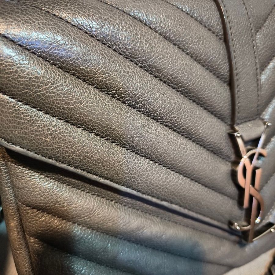 【🐍蛇吧拉系】🧧新春甜甜價至2/3🧧㊣✨YSL✨SAINT LAURENT 聖羅蘭 中型 深灰色 大象灰 山形紋 牛皮 掀蓋 仿舊銀 學院包 鏈條包 信封包 肩背包 斜背包 手提包/二手包/保證正品🌳二手樹屋🌳-61