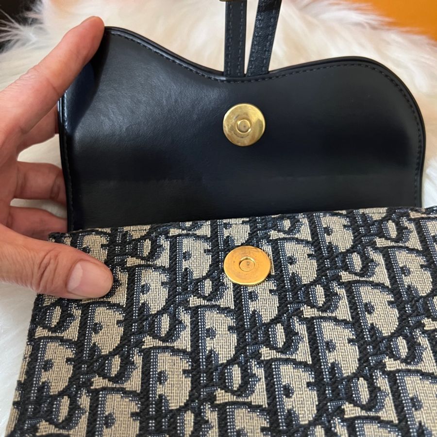 Saddle 腰胸包^藍色 Dior Oblique 緹花-15