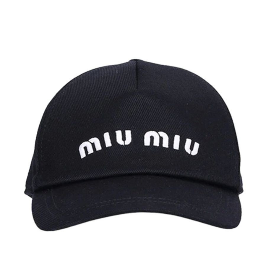 【MIU MIU】Logo 經典 刺繡 帽子 鴨舌帽 棒球帽 黑色 M-4