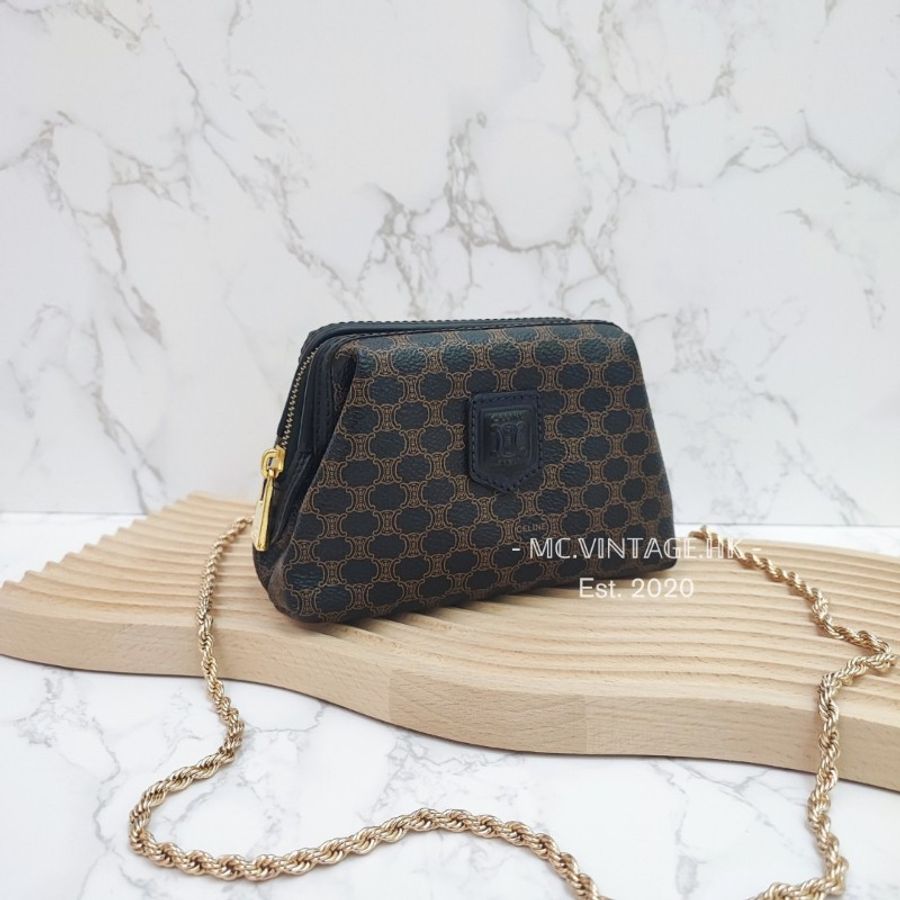 CELINE Vintage Mini Pouch 中古 老花 雲朵包 化妝包-0