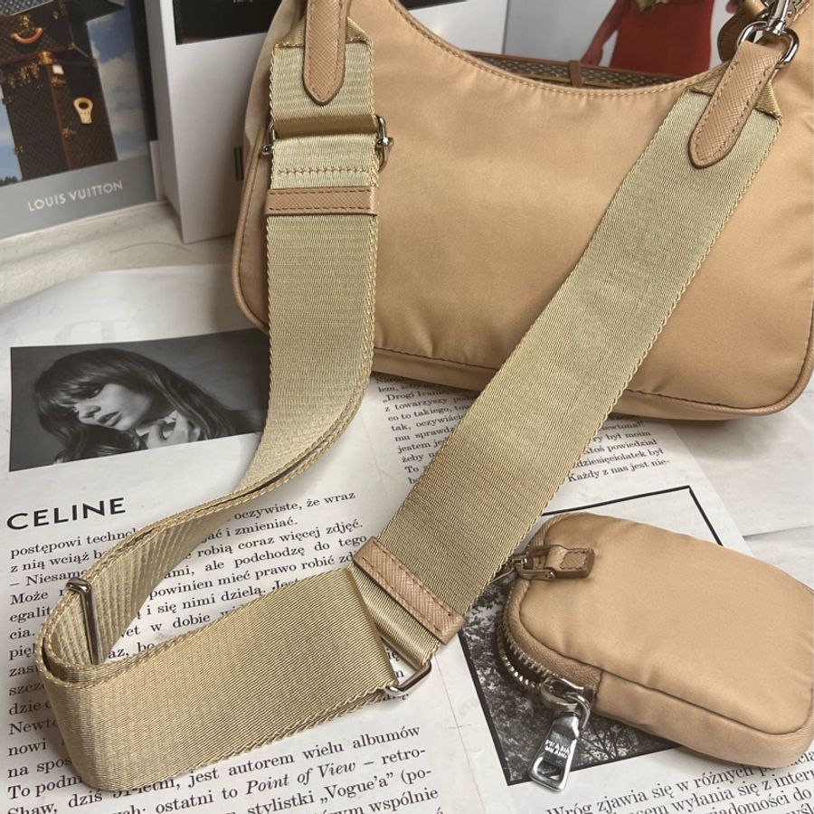 Prada 三合一 Prada Re-Edition 2005再生尼龍手袋斜背包 奶茶色-22