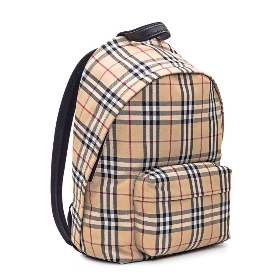 🛫早秋當季新品🛬Burberry 80841131 尼龍與頂級小牛皮格紋雙肩包 典藏米色-8