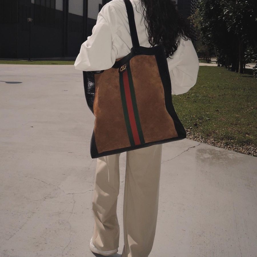Gucci 鹿皮滾牛皮托特包-2