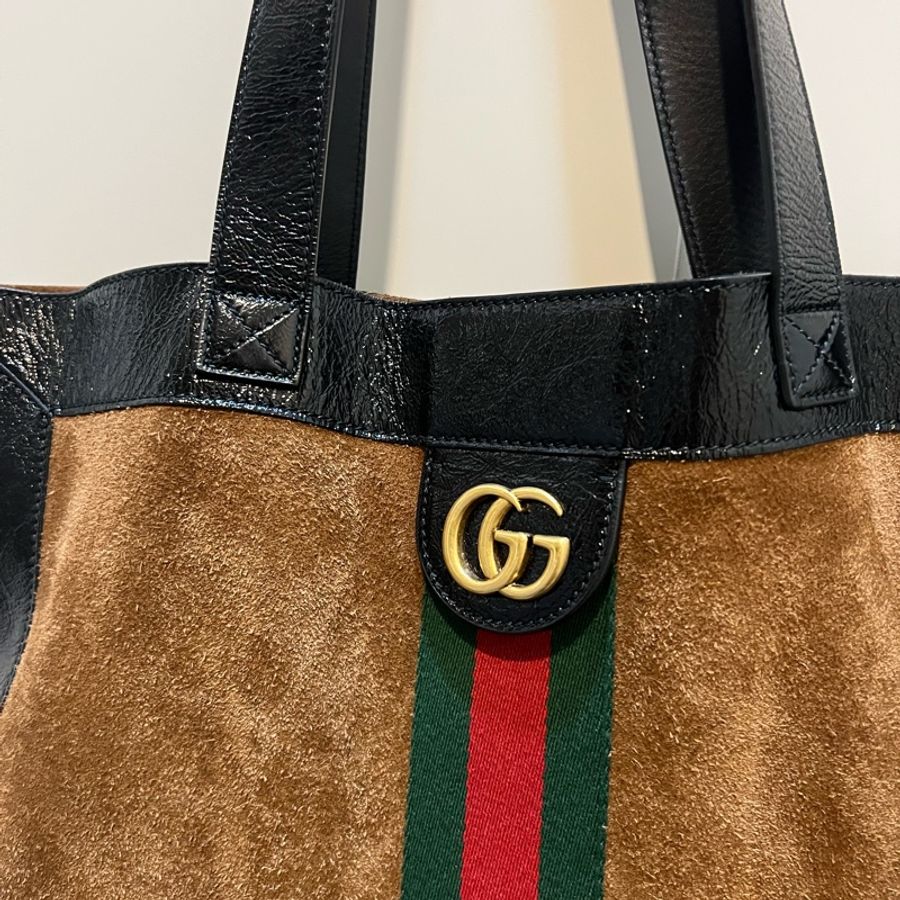 Gucci 鹿皮滾牛皮托特包-6