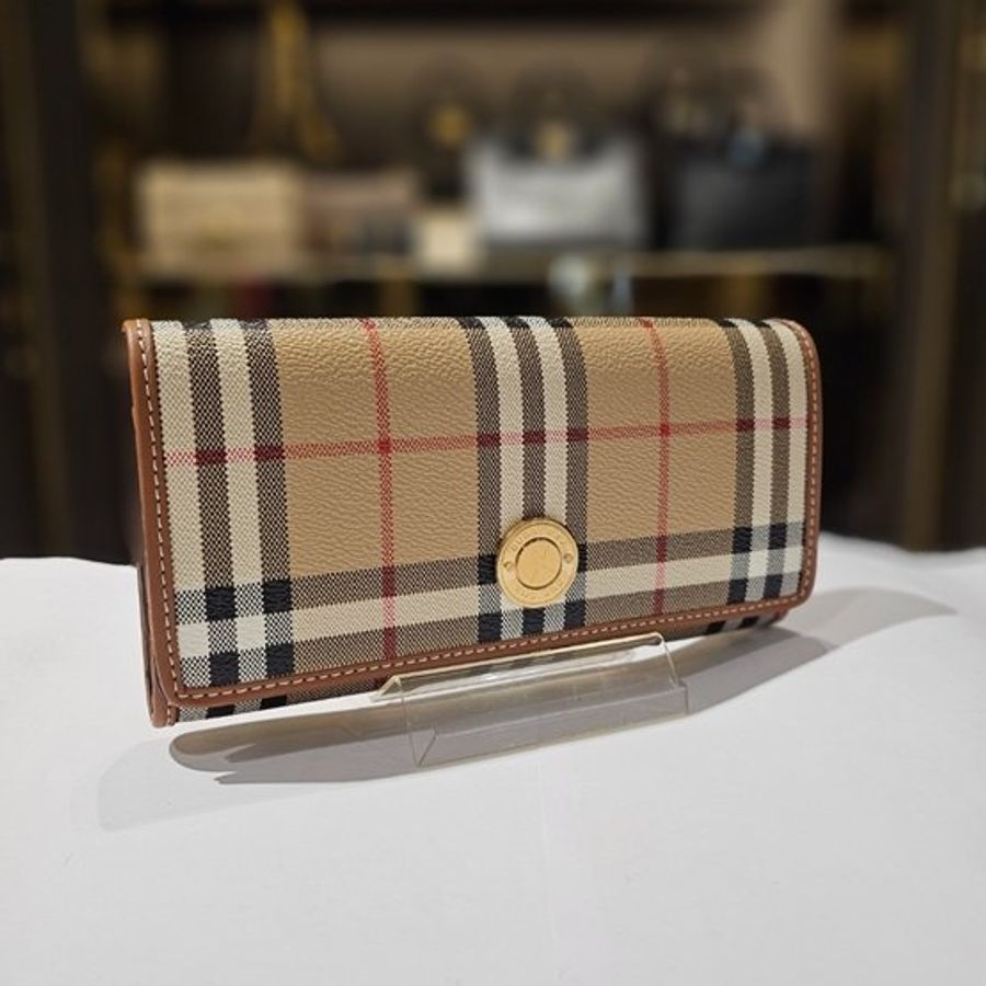 🎁當季特價🎁Burberry80944201格紋長款皮夾/錢包 典藏米色-5