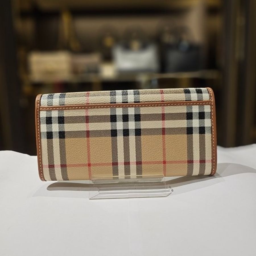 🎁當季特價🎁Burberry80944201格紋長款皮夾/錢包 典藏米色-6