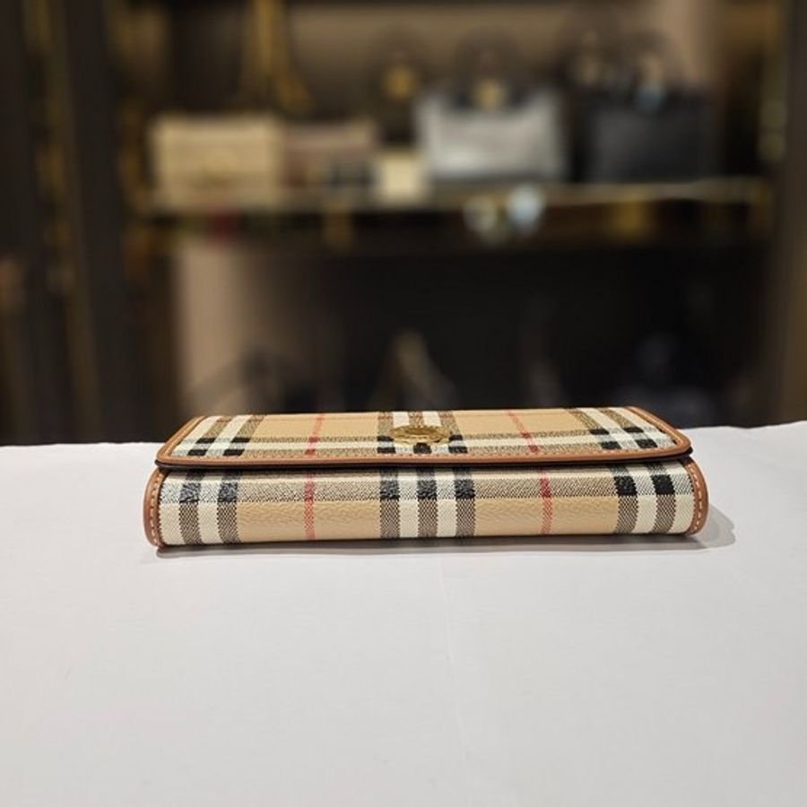 🎁當季特價🎁Burberry80944201格紋長款皮夾/錢包 典藏米色-7