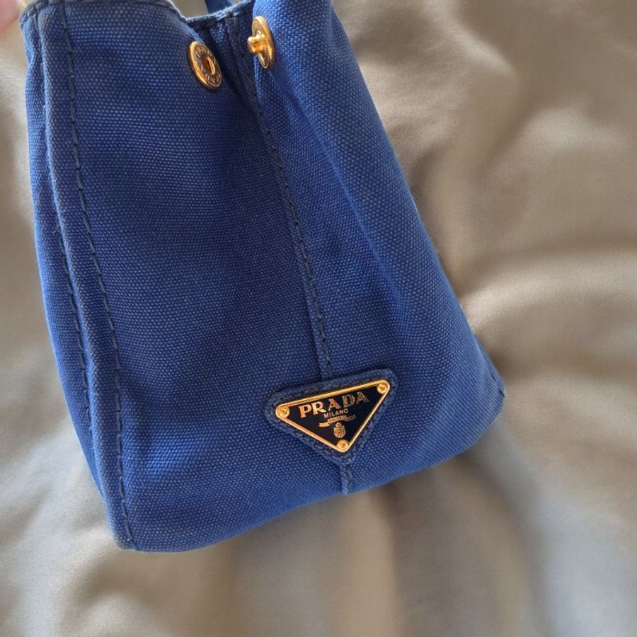 Prada Canvas手提帆布托特 小款 藍色-3