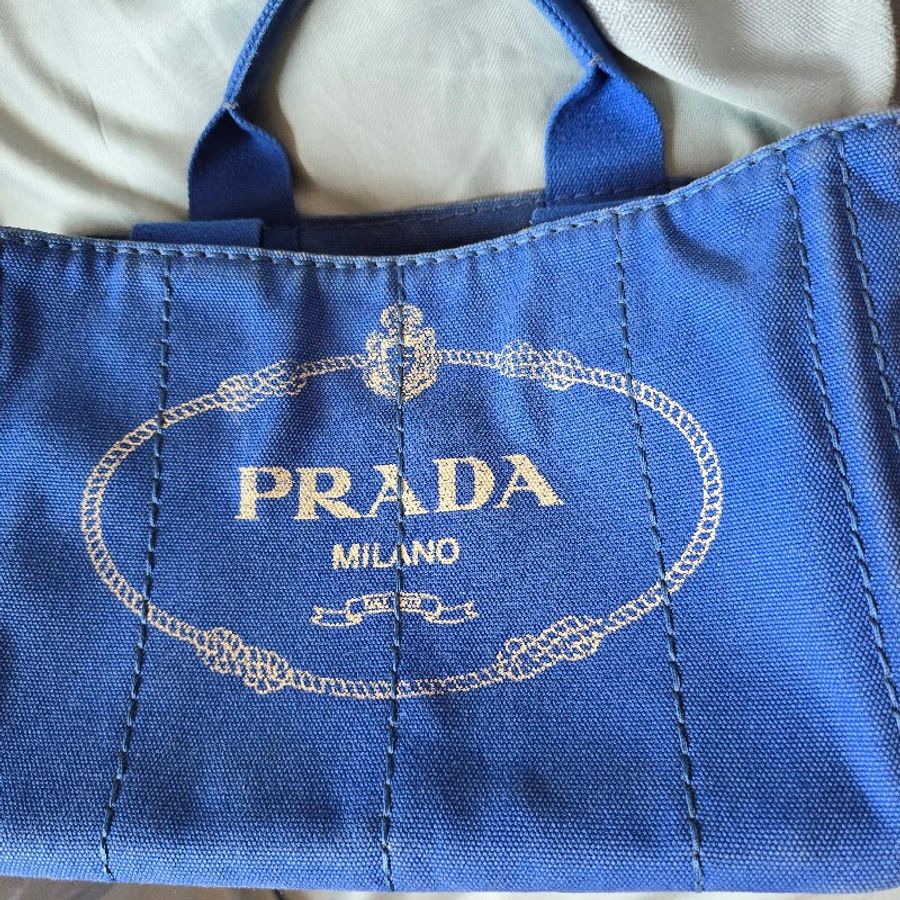 Prada Canvas手提帆布托特 小款 藍色-5