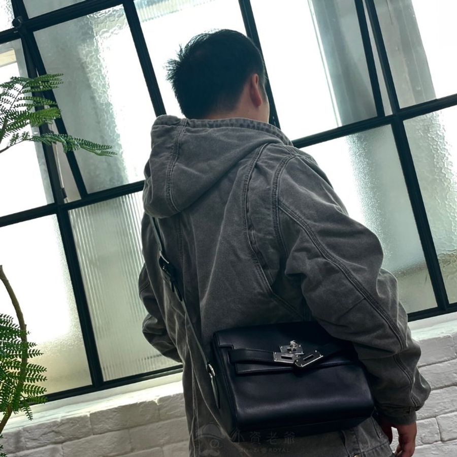 HERMES Kelly messenger pm 黑 / 銀扣 / Evergrain 皮 / W 刻-4