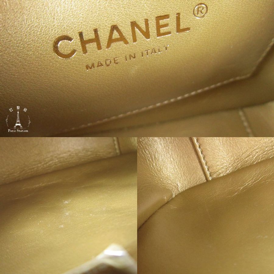 【巴黎站二手名牌專賣店】*現貨*CHANEL香奈兒真品*AS3258黑色羊皮金雙C核桃金球小方包 肩背斜背包-6