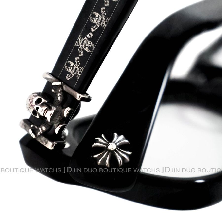 金鐸精品~2357 Chrome Hearts 克羅心 JOE FOTI設計925銀骷髏 黑色膠框平光眼鏡-6