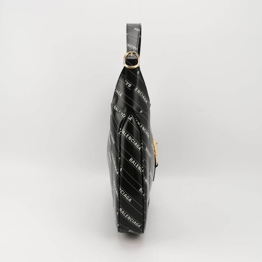 Gucci Jackie 1961×Balenciaga聯名款中號牛皮字母印花金屬鎖扣單肩包-2