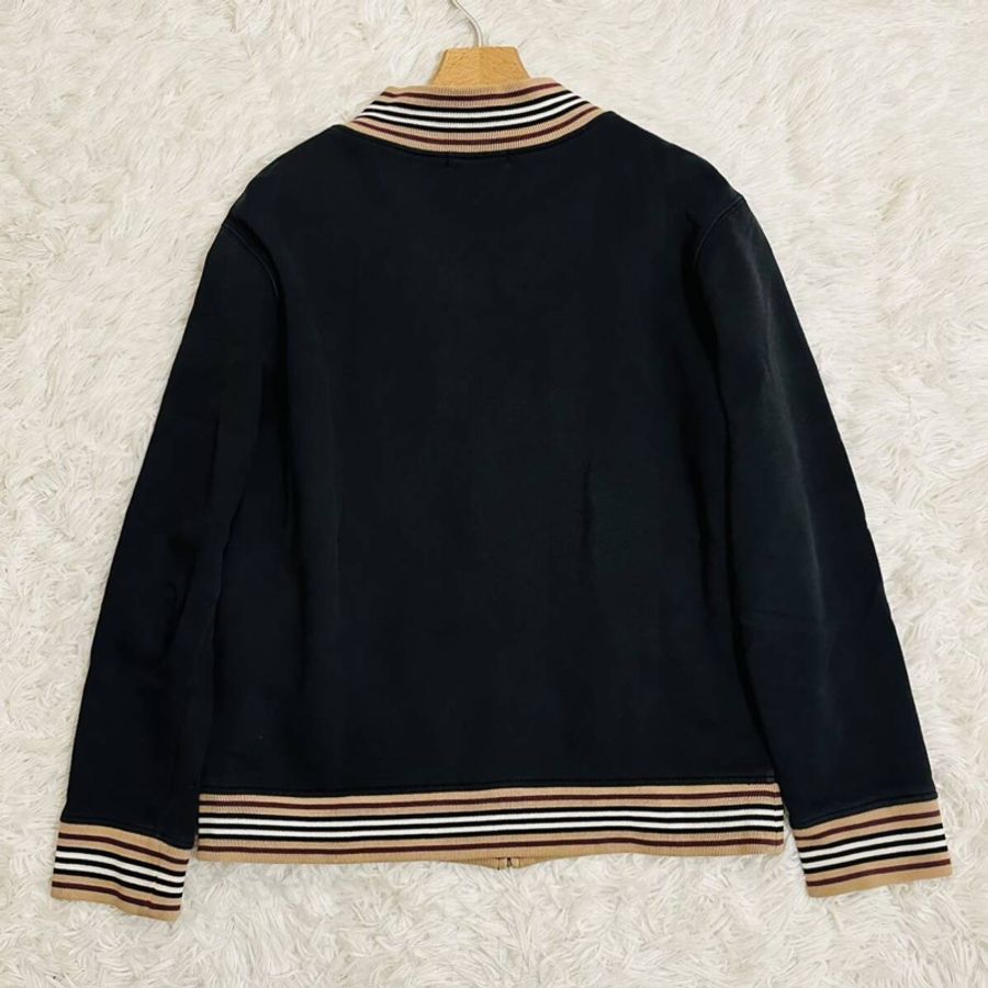 戰馬刺繡Burberry 高領內刷毛連帽外套(黑/M)-11