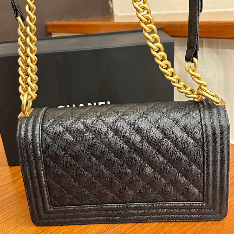 CHANEL 黑荔枝復古金BOY鏈包25-5