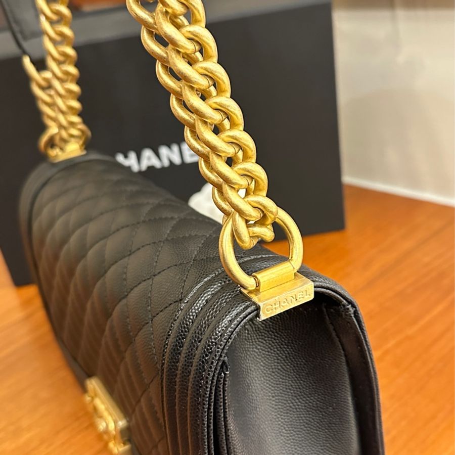 CHANEL 黑荔枝復古金BOY鏈包25-7