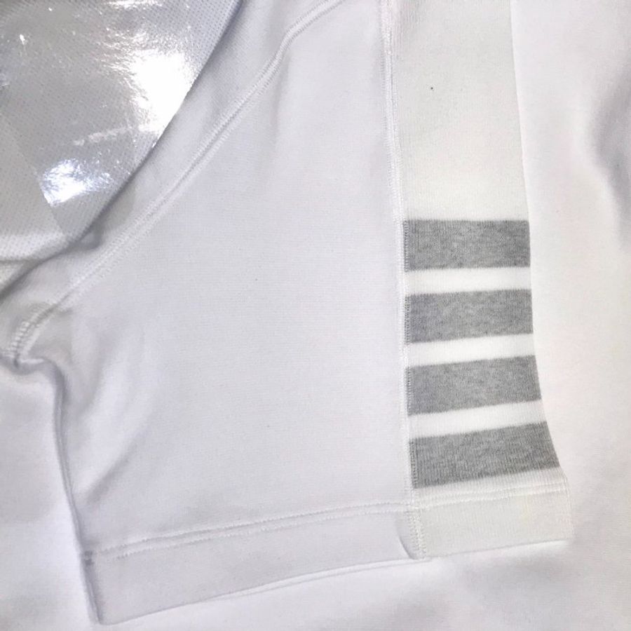 THOM BROWNE 白色棉質灰四槓短袖T恤 3號-4