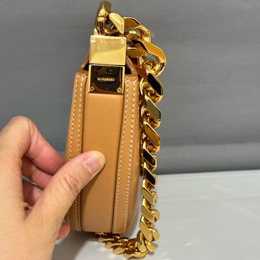 Burberry Olympia zip shoulder bag迷你金鏈 奶茶啡色-10
