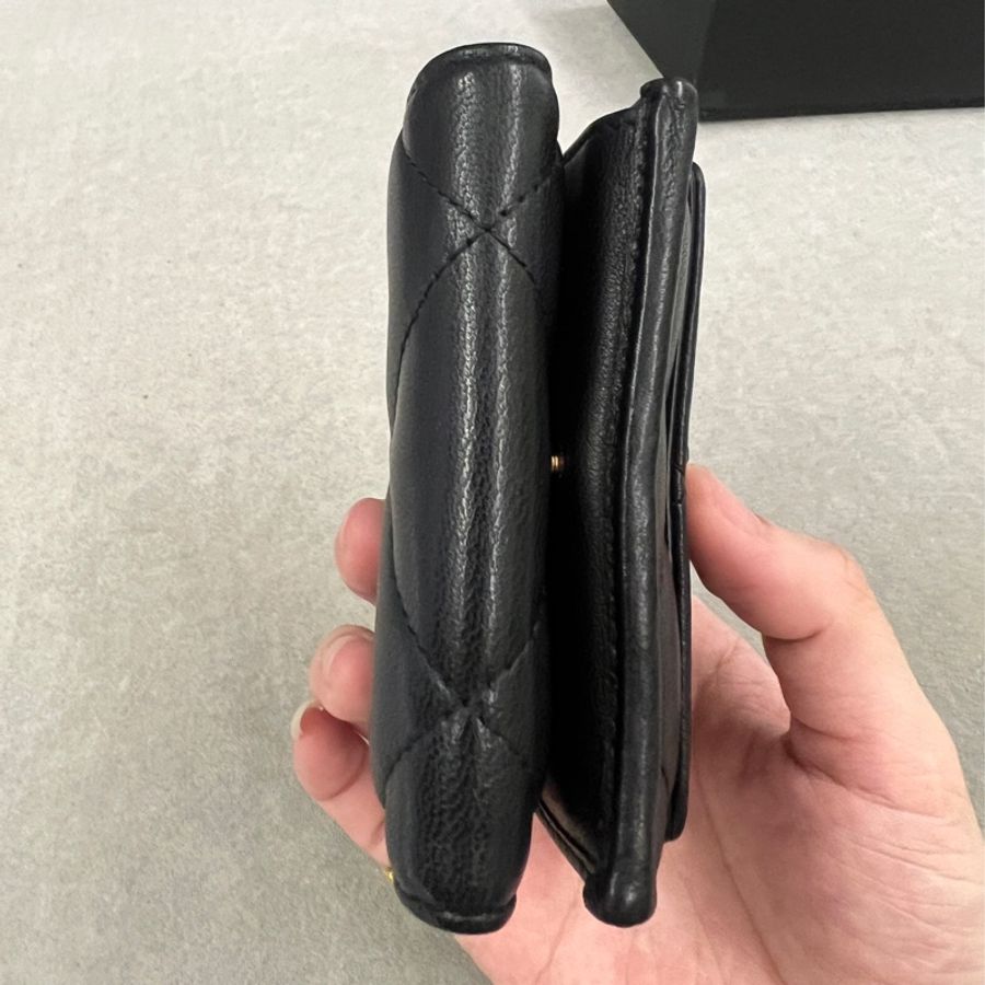 Chanel 19 mini 黑金三折短夾-6