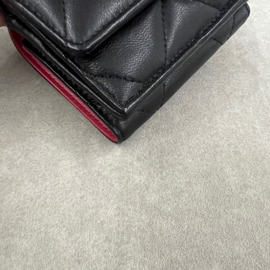 Chanel 19 mini 黑金三折短夾-12