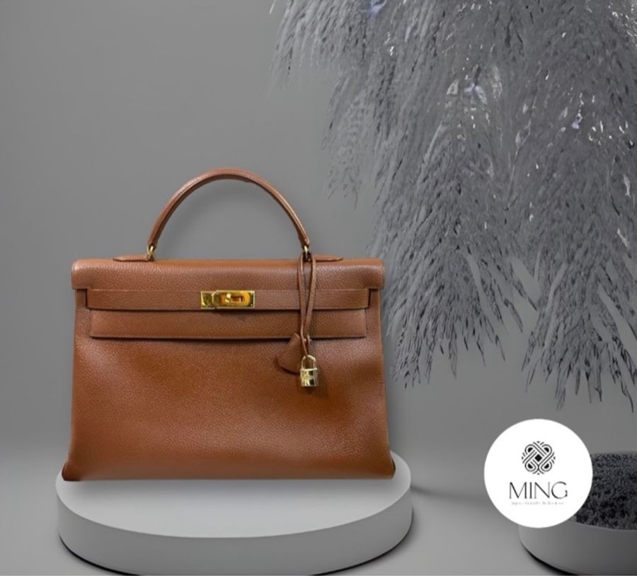 Hermes真品正品金棕限量Kelly 40凱莉包birkin低價起標-0