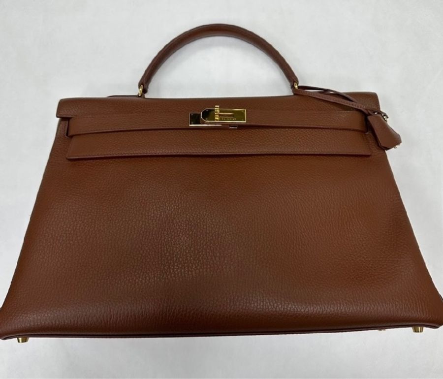 Hermes真品正品金棕限量Kelly 40凱莉包birkin低價起標-1