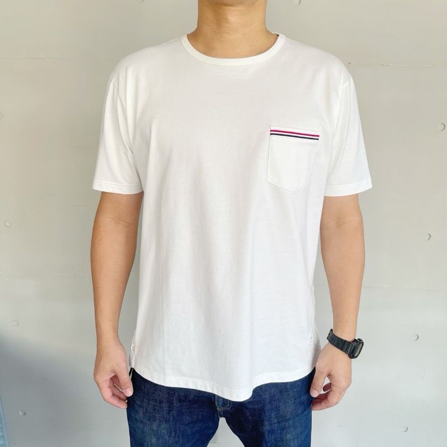 THOM BROWNE 白經典口袋短袖T恤 1號-2