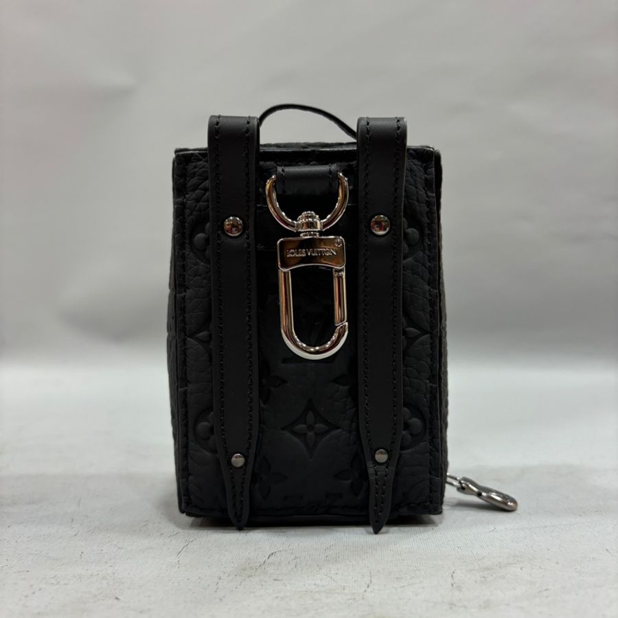 LV 黑顆粒牛皮壓紋Soft Trunk吊飾 袖珍軟箱旅行袋鑰匙圈掛飾-3