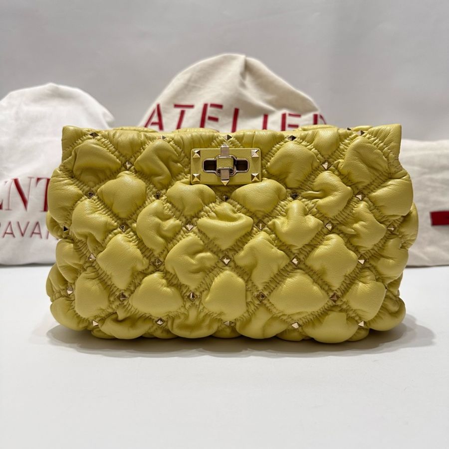 Rockstud SpikeMe 菱形圖案壓花羊皮手拿/肩背包-7