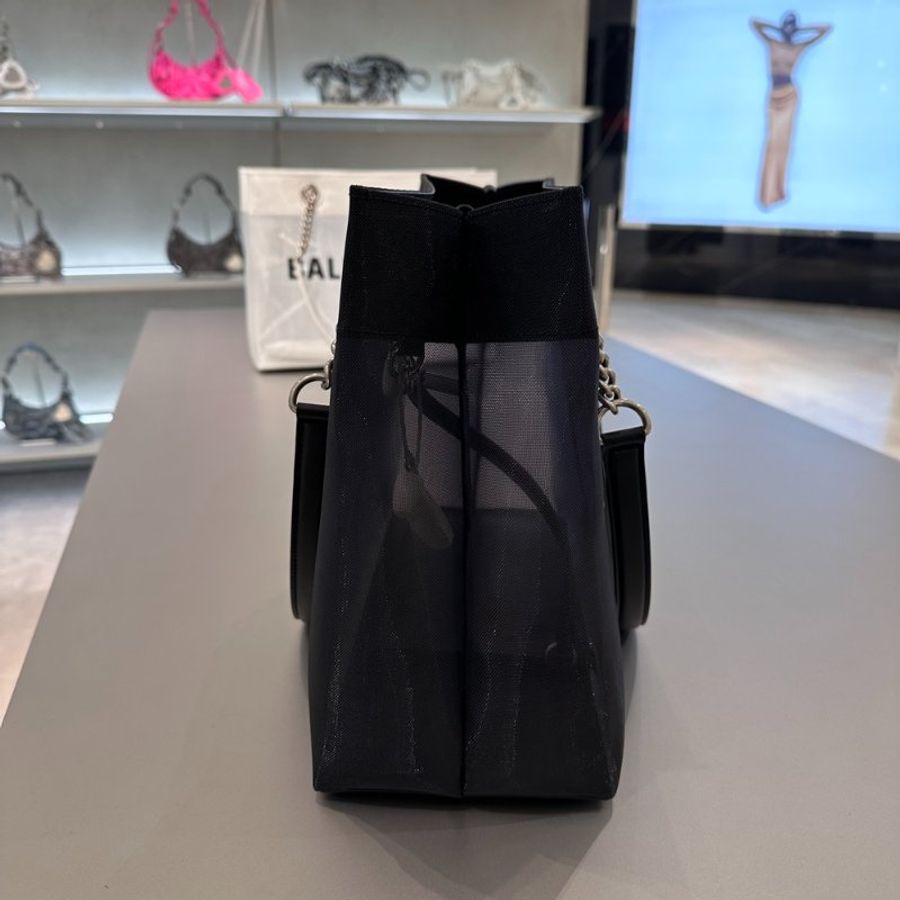 🎊佳節特賣🎁Balenciaga 741602 Duty Free M 中款網狀透視購物袋/托特包 黑色-2