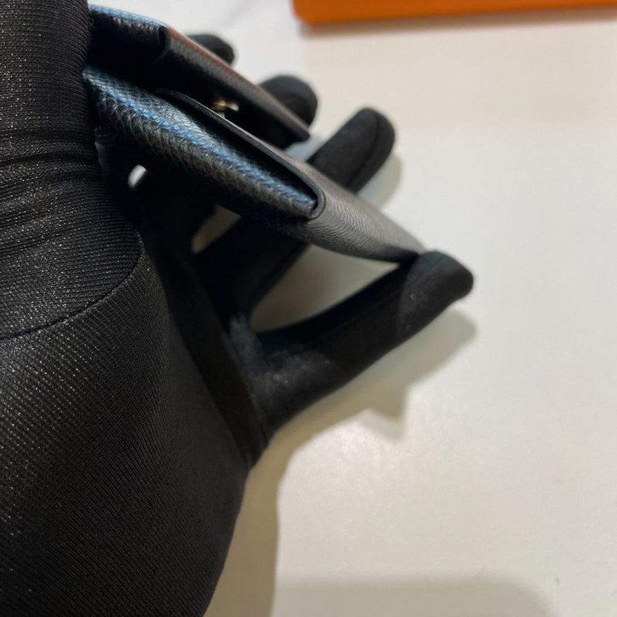 【舊愛新歡】HERMES 經典Bastia系列EPSOM牛皮方型暗釦零錢包-7