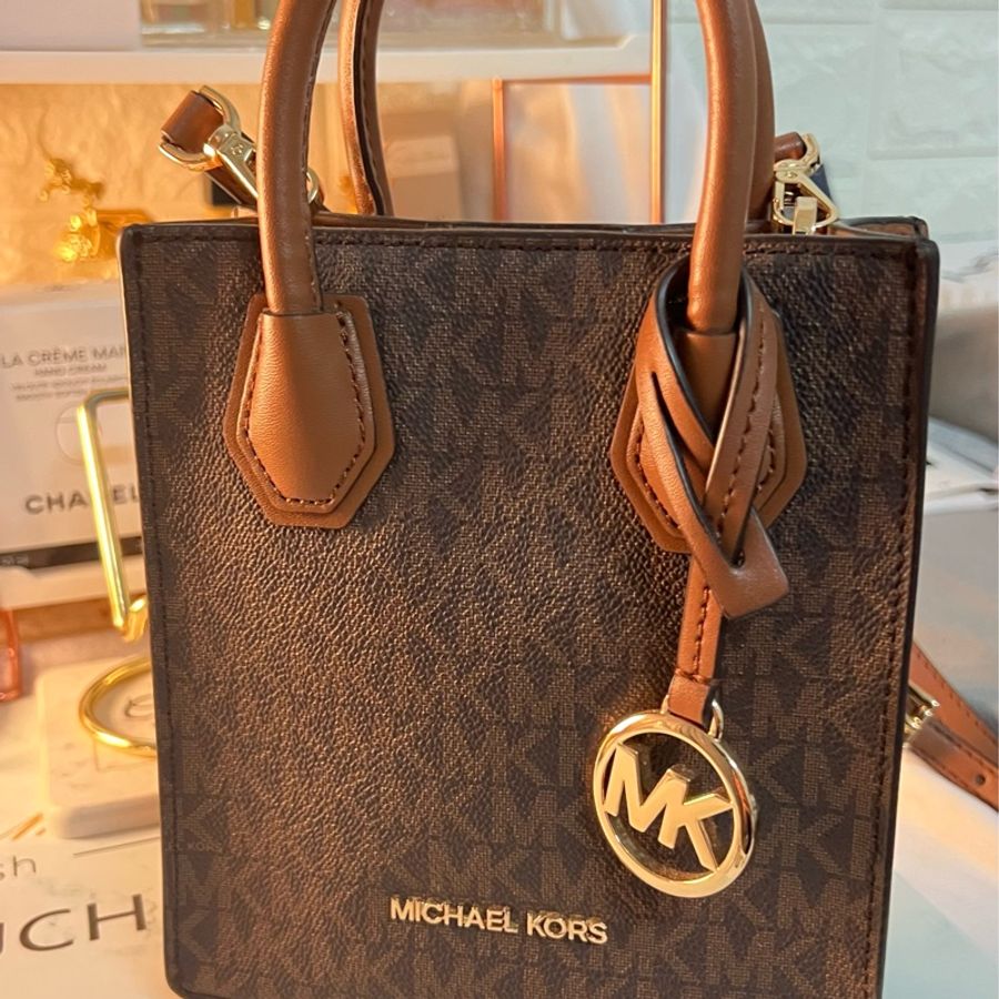 Michael Kors 琴譜包+零錢包。手提斜背兩用包 焦糖色-0