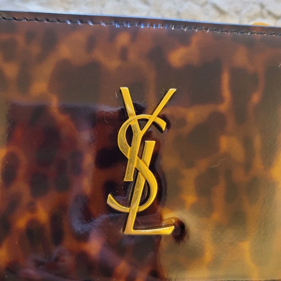 🎊新年優惠🎊 Yves Saint Laurent YSL 大金Logo琥珀豹紋錢包-2
