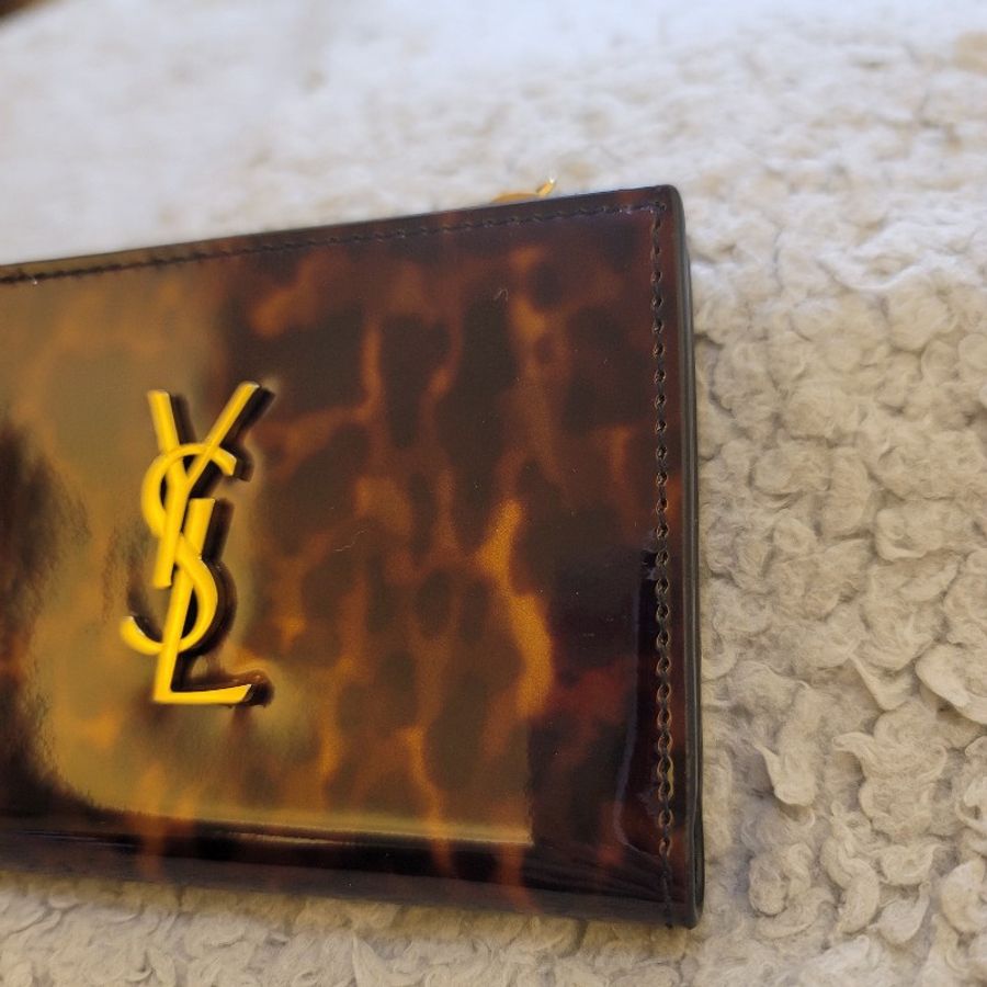 🎊新年優惠🎊 Yves Saint Laurent YSL 大金Logo琥珀豹紋錢包-4