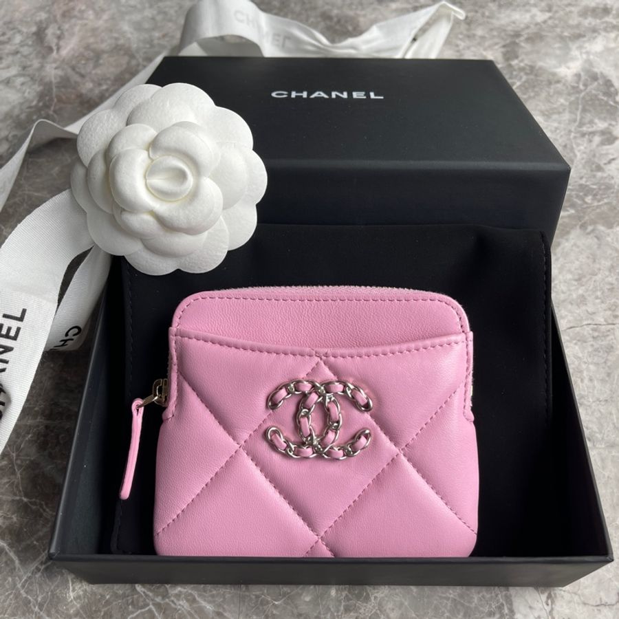 全新全配Chanel 19春季紫粉/葵紫色多用途零錢包&卡包-1