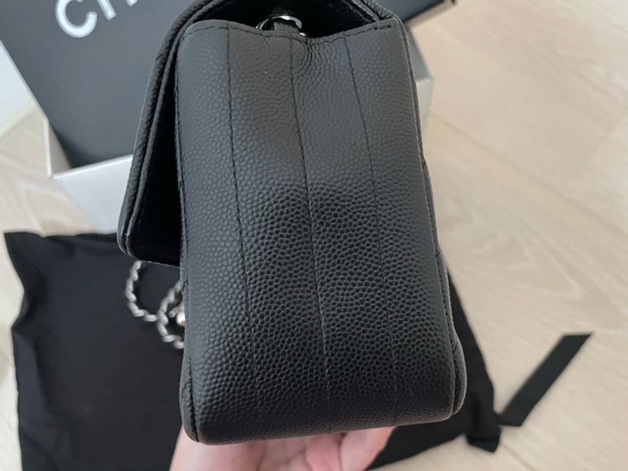 Chanel CF20山形紋荔枝皮 經典黑銀款-10