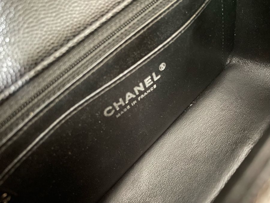 Chanel CF20山形紋荔枝皮 經典黑銀款-13