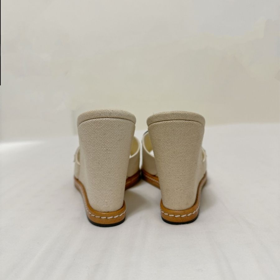 🍒CHANEL 山茶花衍縫楔型涼鞋 size:38.5/ 2F240701-1-5