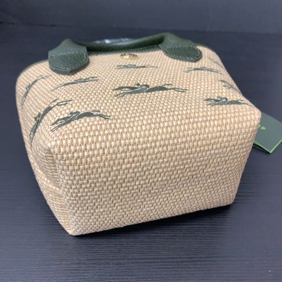 全新Longchamp LE PANIER PLIAGE 手提包 XS 卡其綠 - 帆布草編-5