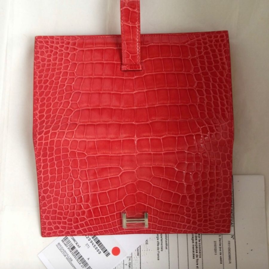 Hermes 愛馬仕 長夾 H wallet鱷魚皮皮夾 全新-8