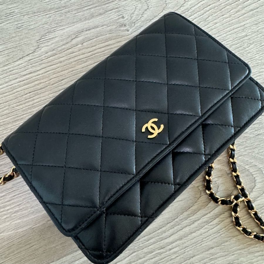 Chanel woc 近全新 羊皮黑金-10