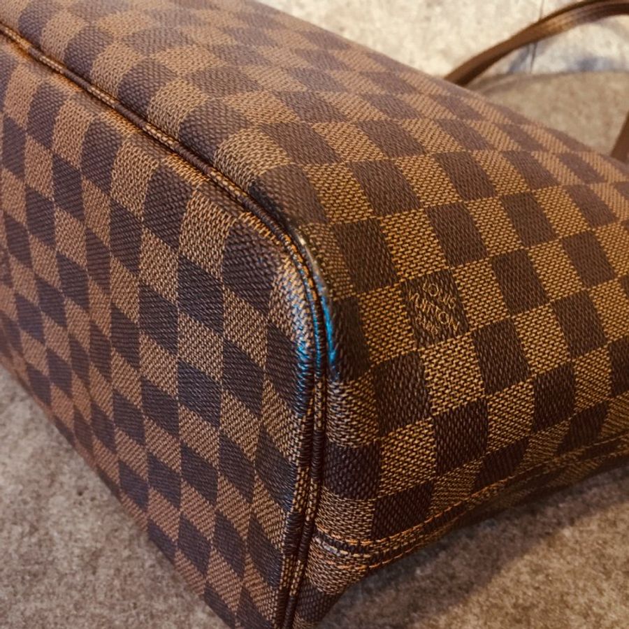 Louis Vuitton LV 咖啡色棋盤格紋 NeverFull 中號 肩背包 /購物包 /托特包-4