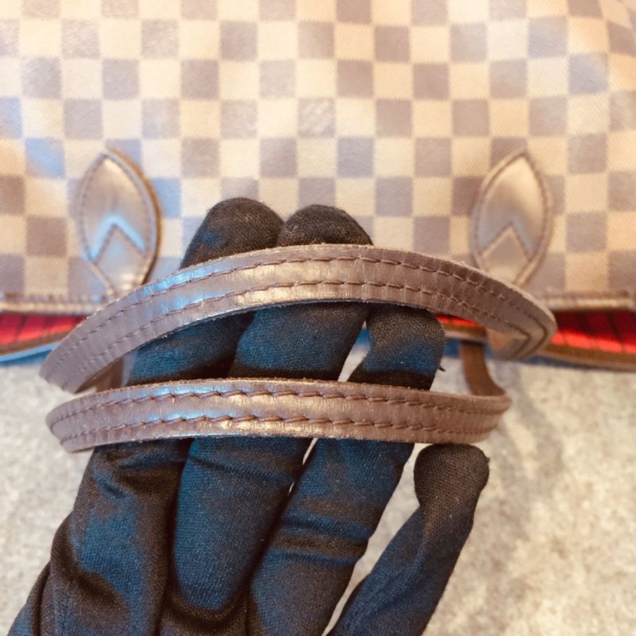 Louis Vuitton LV 咖啡色棋盤格紋 NeverFull 中號 肩背包 /購物包 /托特包-8