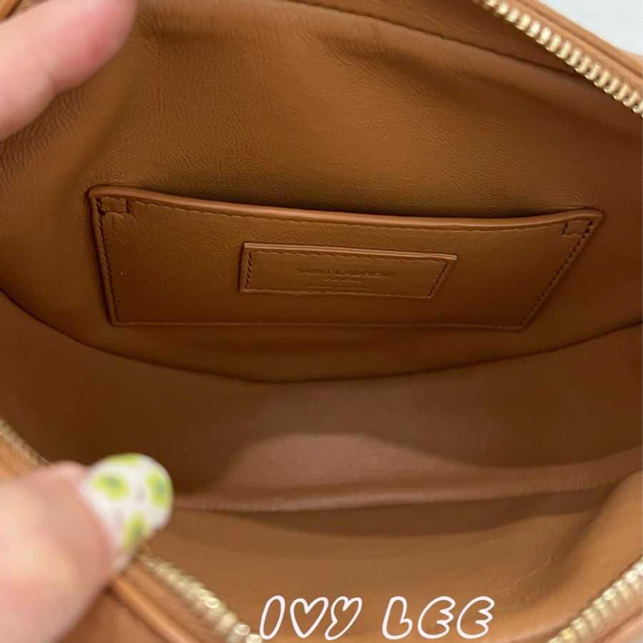 SAINT LAURENT YSL Monogramme 675260 牛皮拼接帆布 心型斜背包肩背包 米/咖 二手精品-3