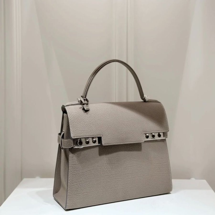 Delvaux 比利時國寶 Crispy Calf Tempete PM 包 斑鳩灰《2024季度★全新商品 》-5
