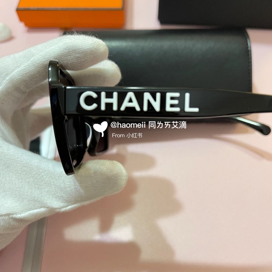 Chanel 黑框白字墨鏡 明星同款 太陽眼鏡🕶️-3