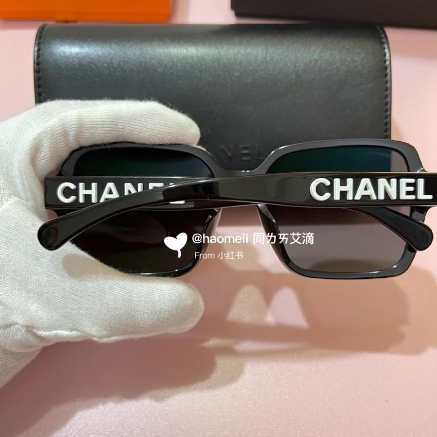 Chanel 黑框白字墨鏡 明星同款 太陽眼鏡🕶️-5